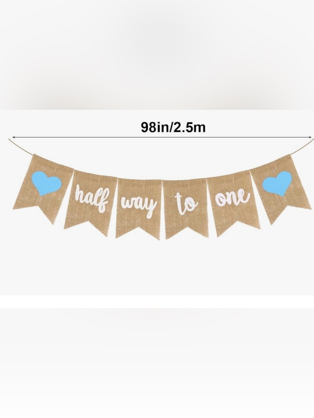 Rustic Burlap Banner Garland "Half Way to One" - Natural Color
